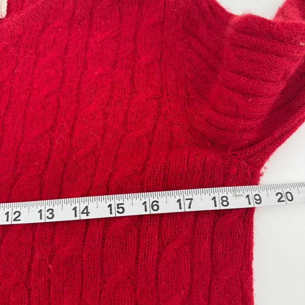 Banana Republic Sweater Womens Large Red 100% Alpaca Cable Knit Crewneck
